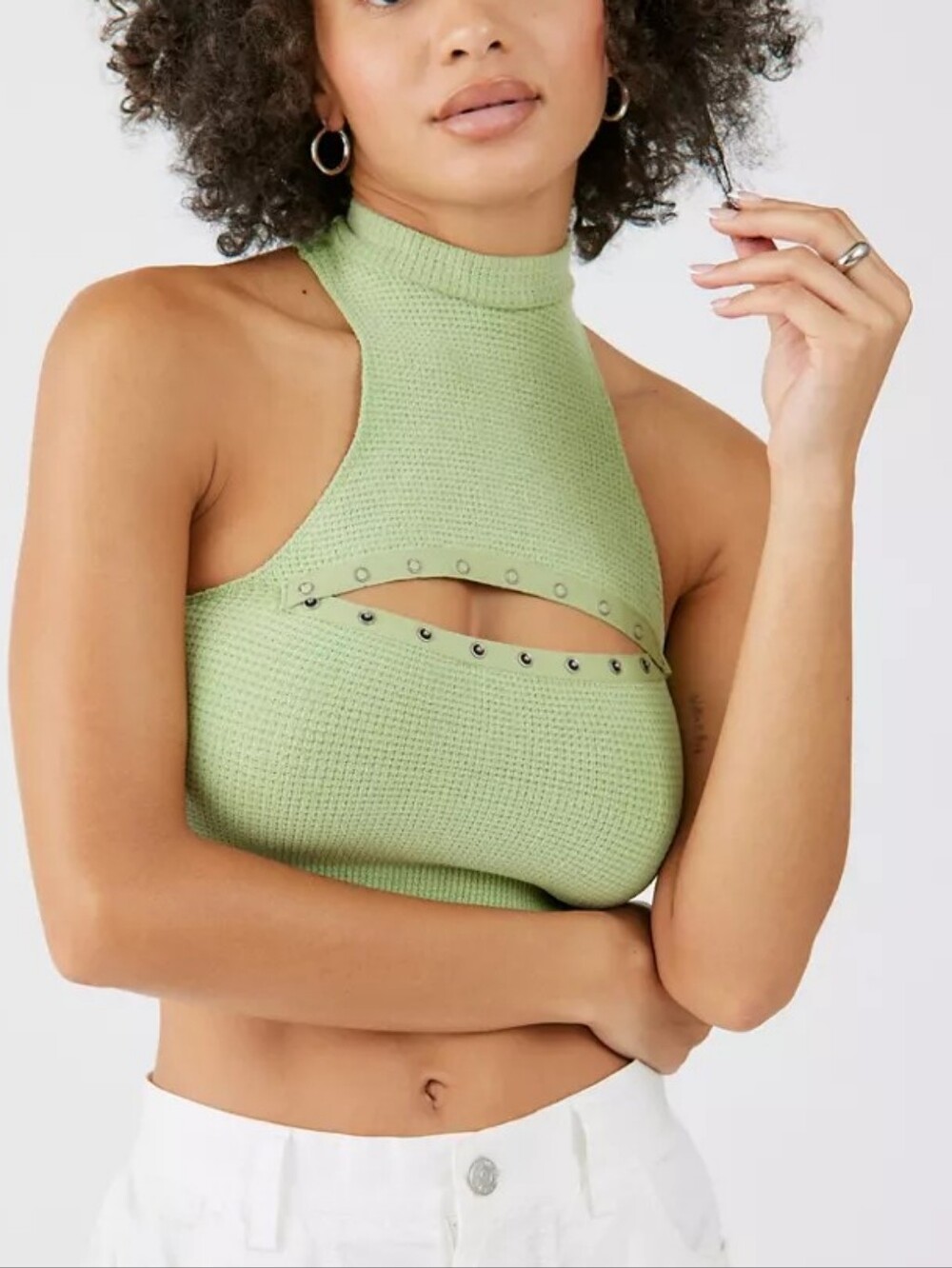 Urban Outfitters Out From Under Green Jules Seamless Snap Cutout Bra Top Size XL